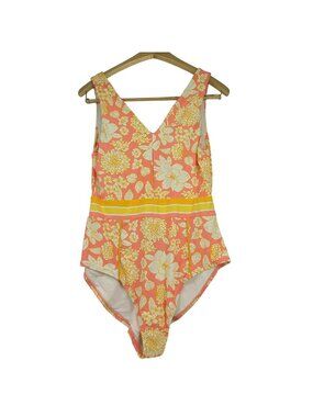 Matilda Jane Dream Chasers So Peachy One-Piece Swimsuit Floral Coral Yellow
